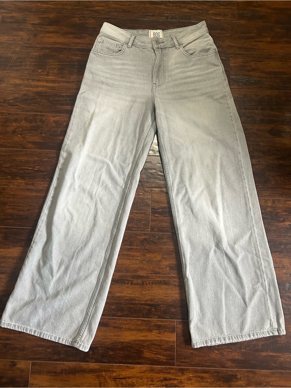BDG Light Gray High-Rise Wide Leg Jeans